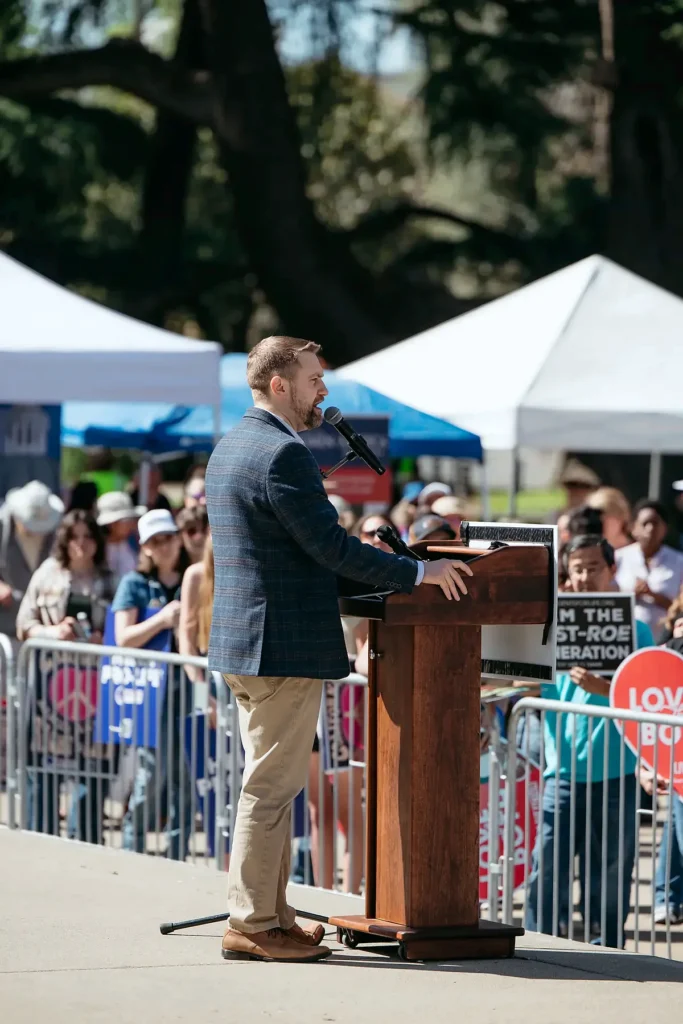 Jonathan R. Keller speaks at the 2026 California March for Life at the State Capitol