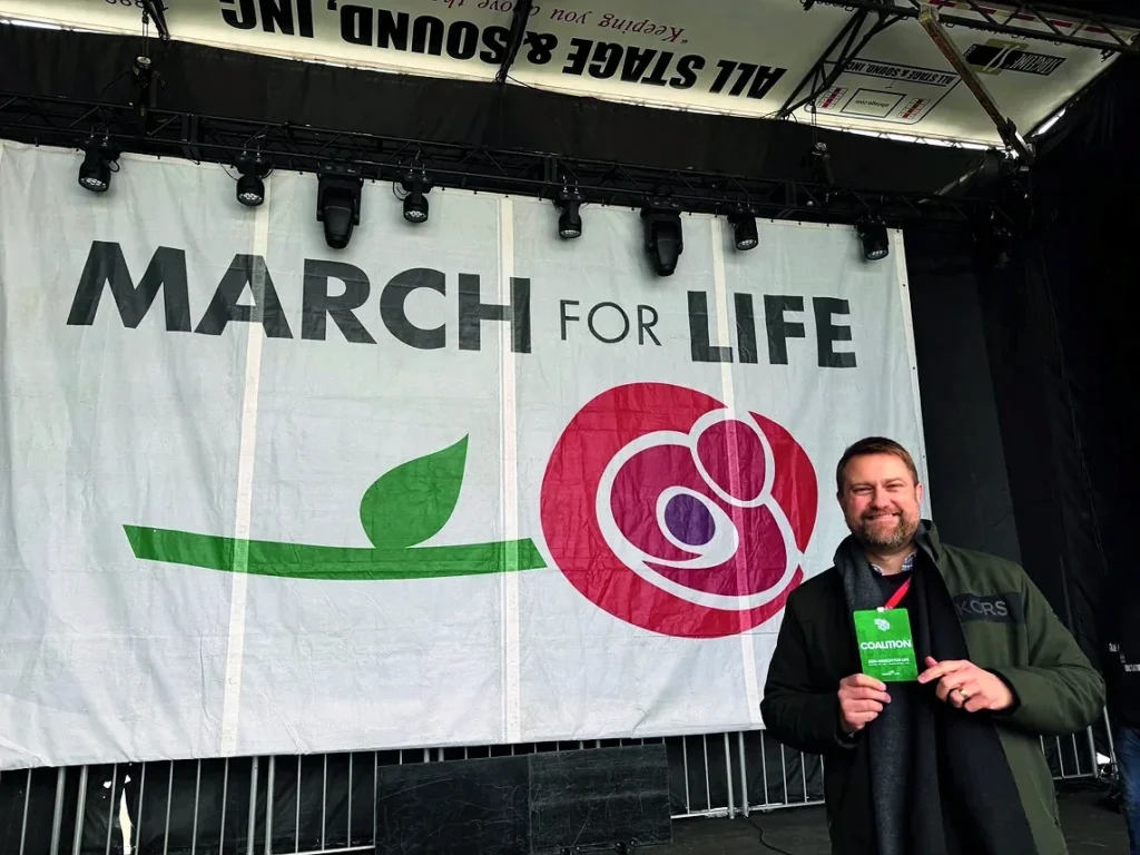 Jonathan Keller on the stage of the 2026 National March for Life in Washington, D.C.