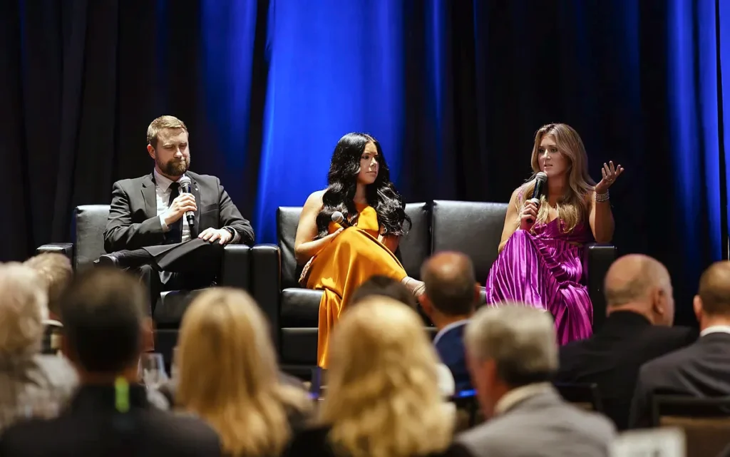 Jonathan R. Keller on a panel with Riley Gaines and Sophia Lorey at the 2023 California Family Council gala
