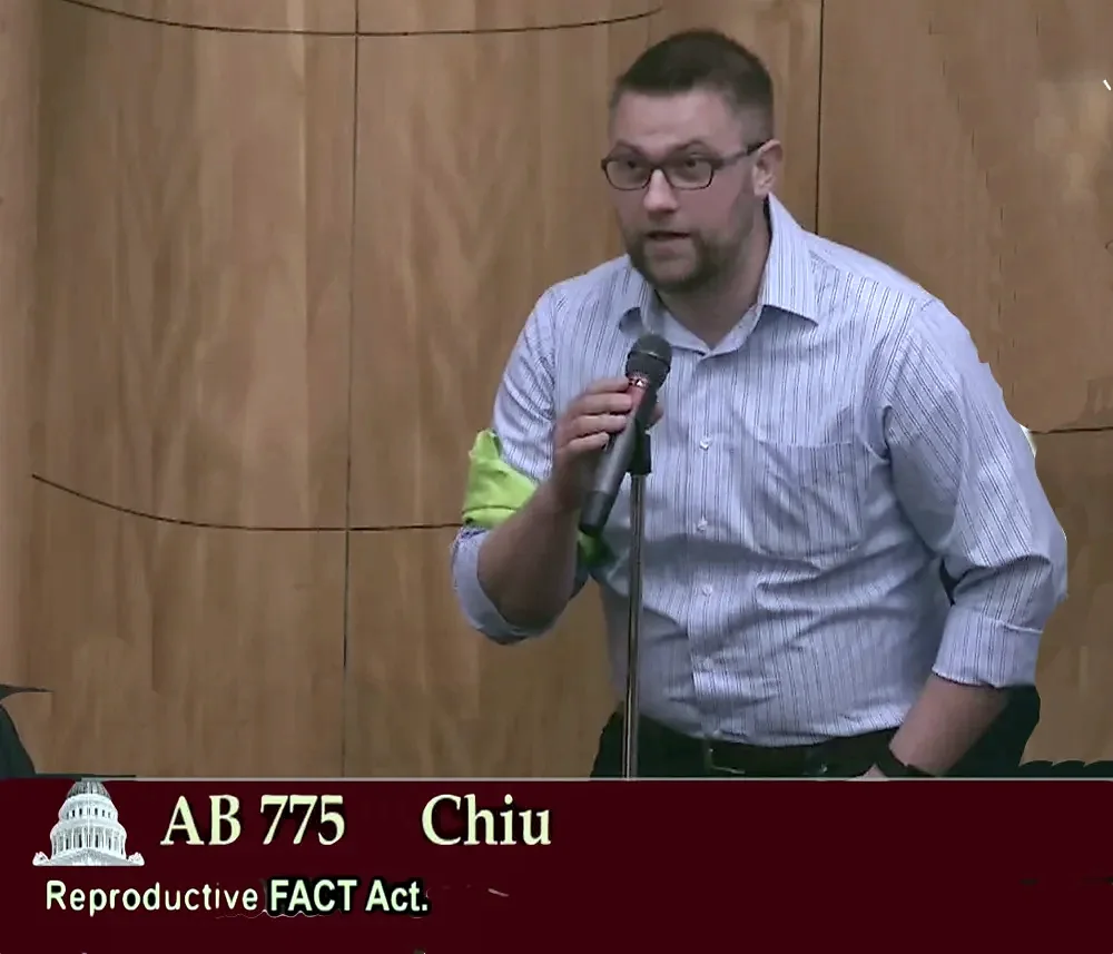 Jonathan R. Keller testifies before a California legislative committee on AB 775