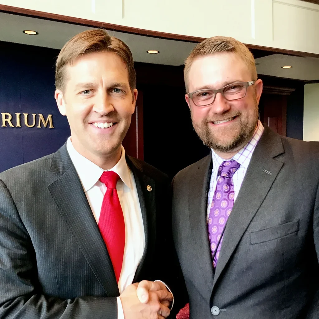 Jonathan Keller with then-Senator Ben Sasse in 2017.