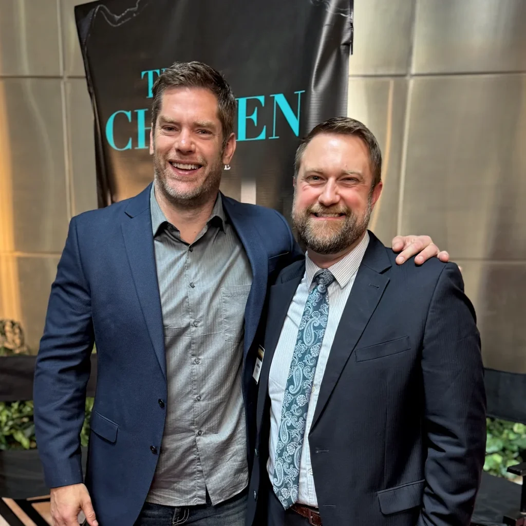 Jonathan Keller with Dallas Jenkins, creator of The Chosen, in 2025.