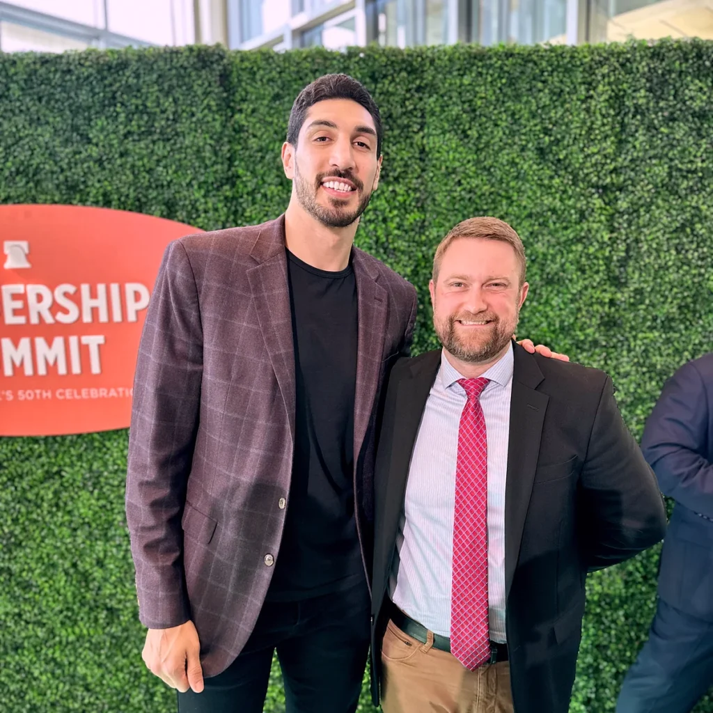 Jonathan Keller with Enes Kanter Freedom in 2023.