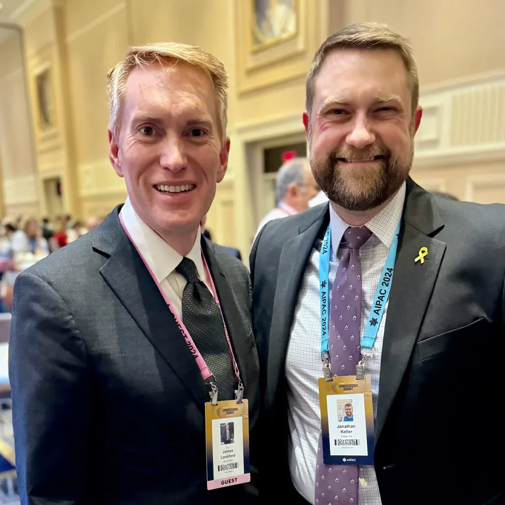 Jonathan Keller with U.S. Senator James Lankford in 2024.