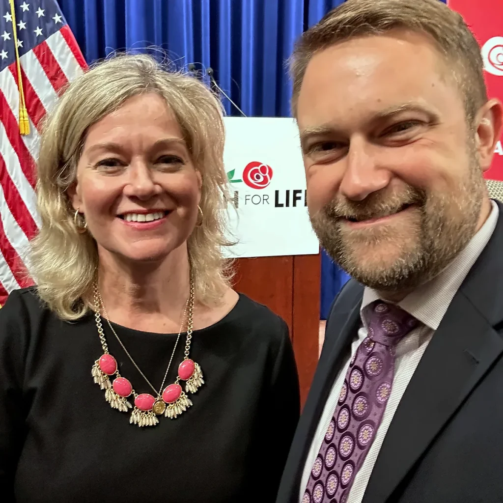 Jonathan Keller with Jeanne Mancini of the March for Life in 2022.