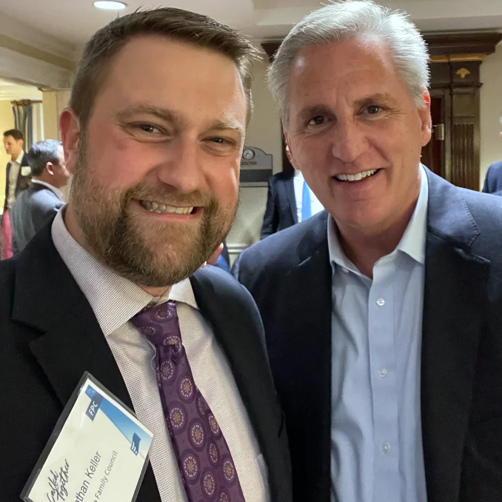 Jonathan Keller with former House Speaker Kevin McCarthy in 2021.