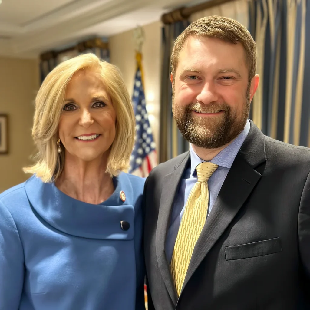 Jonathan Keller with Mississippi Attorney General Lynn Fitch in 2023.